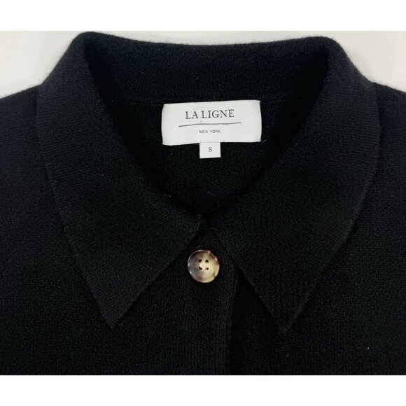 La Ligne Womens Jane Jacket Cashmere Wool Shirt Shacket Small Minimalist Black - Picture 4 of 11
